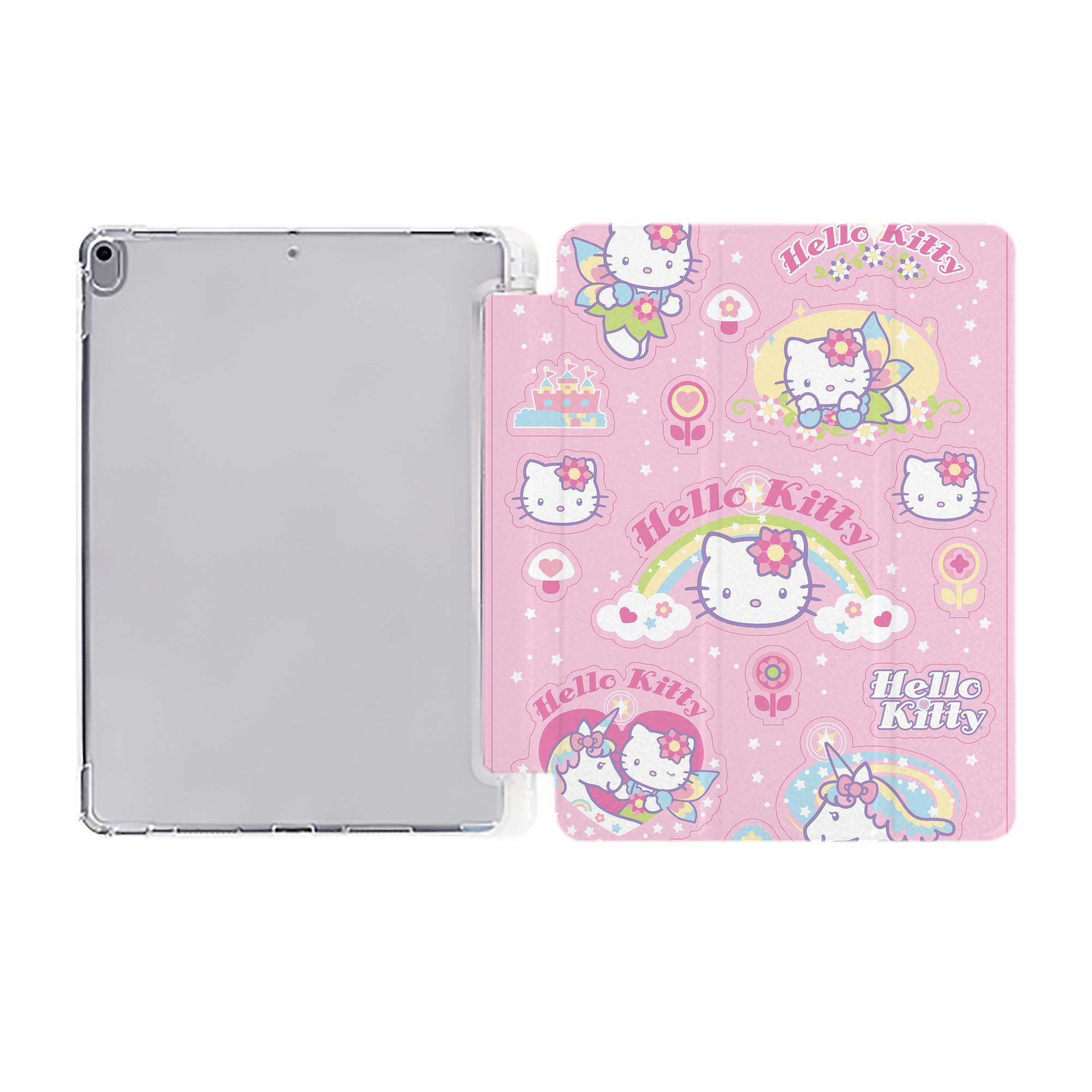 （画像用） Hello Kitty ハローキティ IPad ケース ペン収納付き 三つ折りスタンド PUレザー×シリコン 対応機種9.5/10.5/10.9インチ